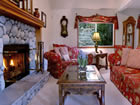 living room with fireplace.